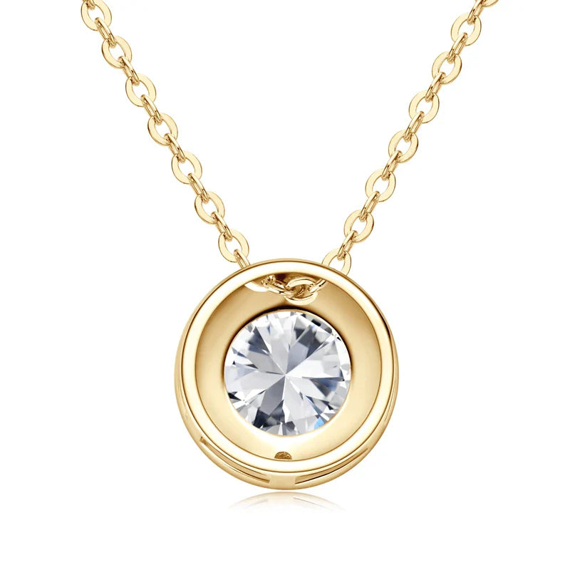 GRA Certified 6.5mm Sparkling Moissanite Round Pendant Necklace for Women 925 Sterling Silver Wedding Fine Jewelry Gift