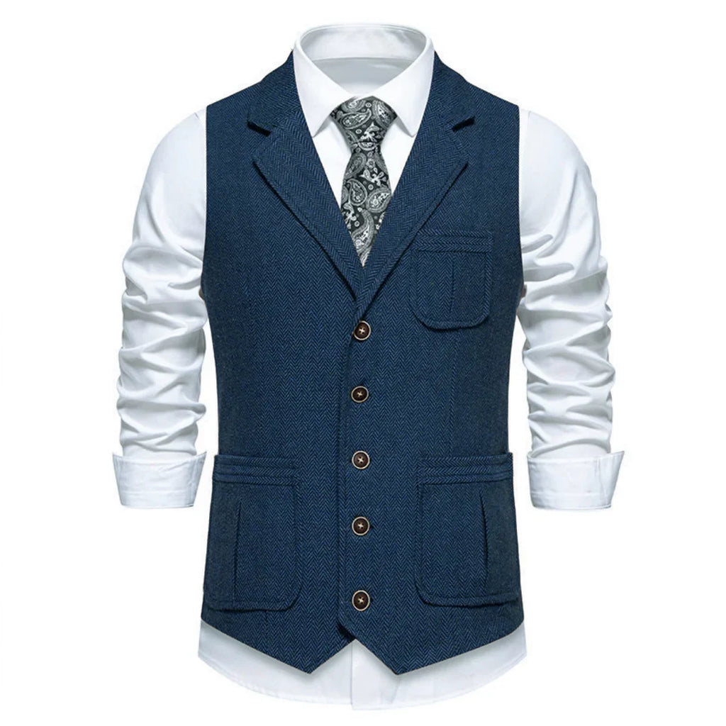 Men Vest Drak Gray Herringbone Single Button Waistcoat For Wedding Birthday Banquet Party Business Work Daily Men Suit Vest