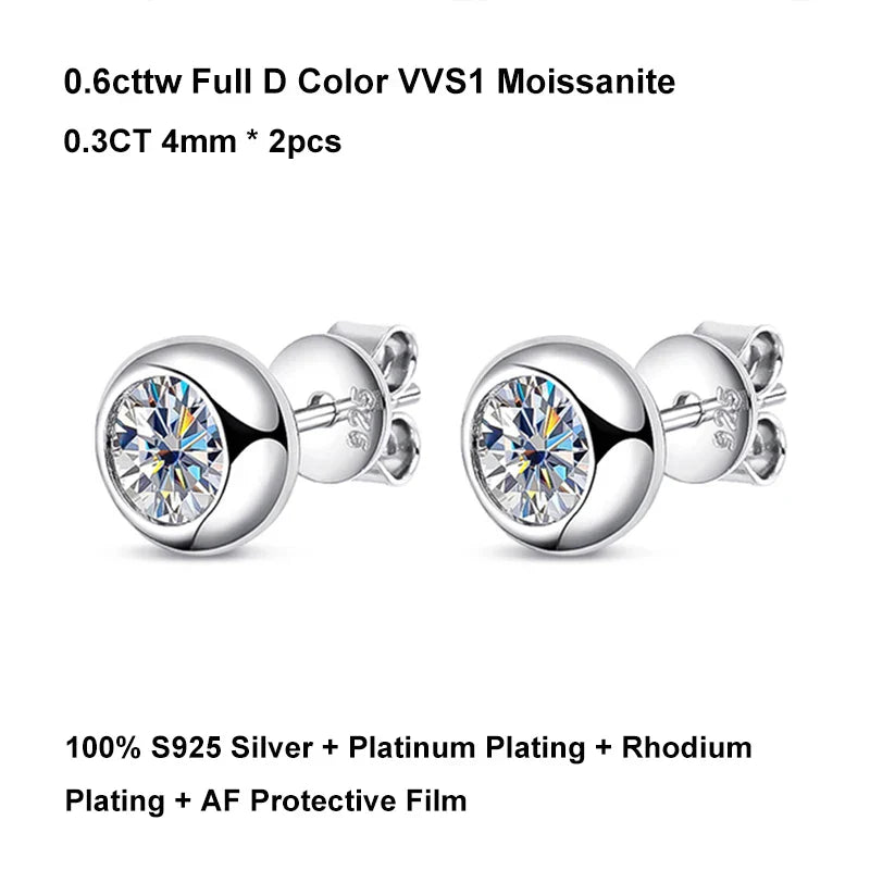 Bezel Full 2.6cttw D Color Moissanite Drop Earrings for Women S925 Silver Plated 18K Rose Gold Bubble Diamond Stud Earring