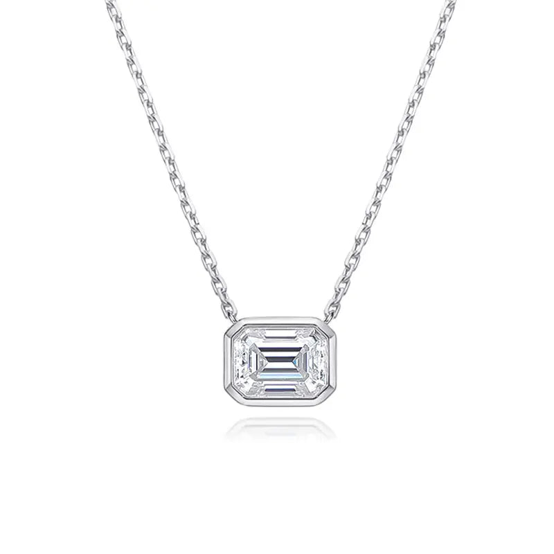 KNOBSPIN 6*8mm 2ct Emerald Cut Moissanite Pendant Diamond with GRA 100% s925 Sterling Silver Plated 18k Gold Necklaces for Women