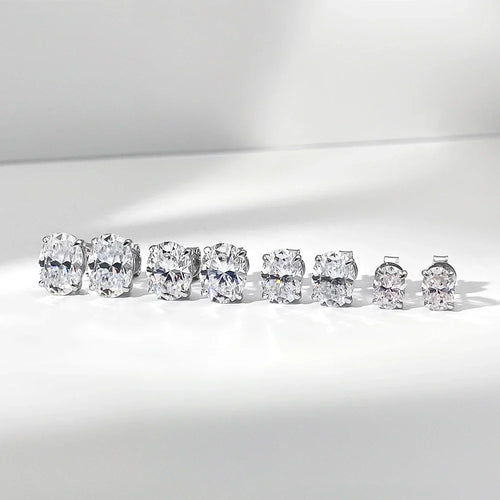 1ct-4ct Oval Moissanite Wedding Earrings For Women S925 Silver Plated 18K Gold Can Pass Diamond Test Party Earrings Gift