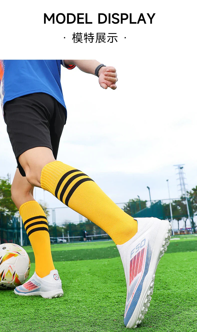 Men Football Boots Long Spikes Match Futsal Soccer Shoes Training TF Ultralight Indoor Sneakers Breathable Cleats Drop Shipping