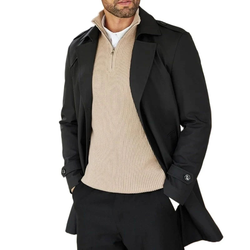 Men's Turtleneck Pullover Sweaters Zip Knitted Jumper Winter Sweater Long Sleeve Work Warm Coats Slim Fit Lightweight Outwear