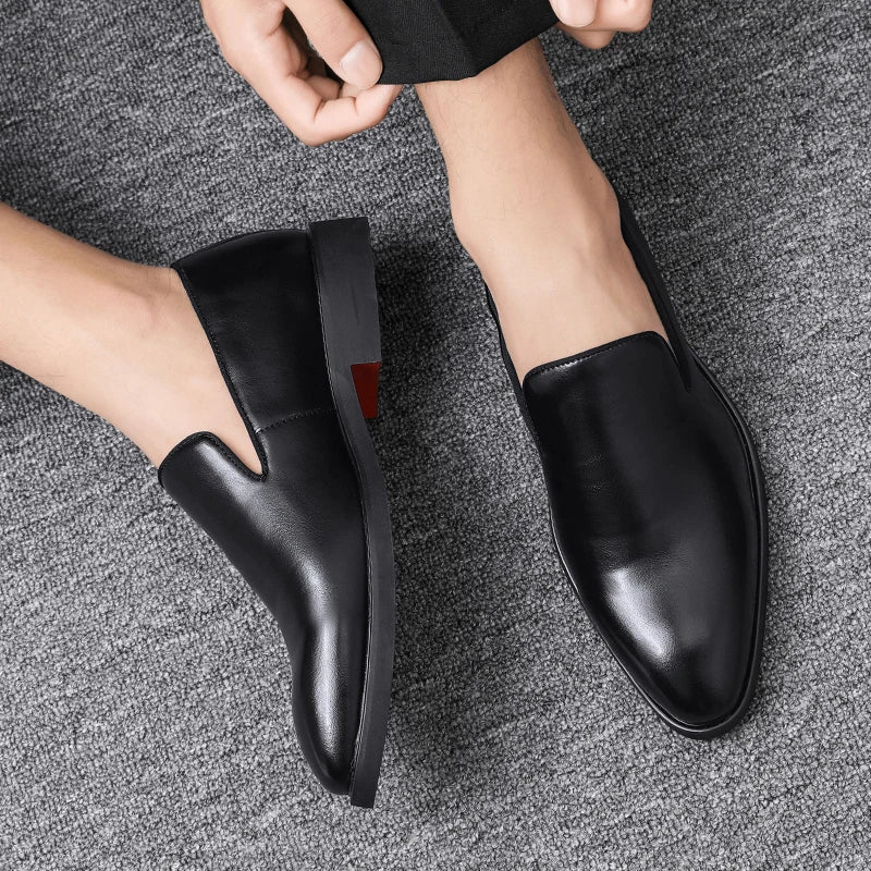 Italian brand mens Loafers Men's brown daily soft sole red sole patent leather shoes Outdoor business dress shoes big size：38-48