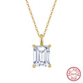 Soild 925 Sterling Silver Square Pendant Necklace with 8A Cubic Zirconia Lovers Jewelry Gift 45cm Neck Chain LZN27
