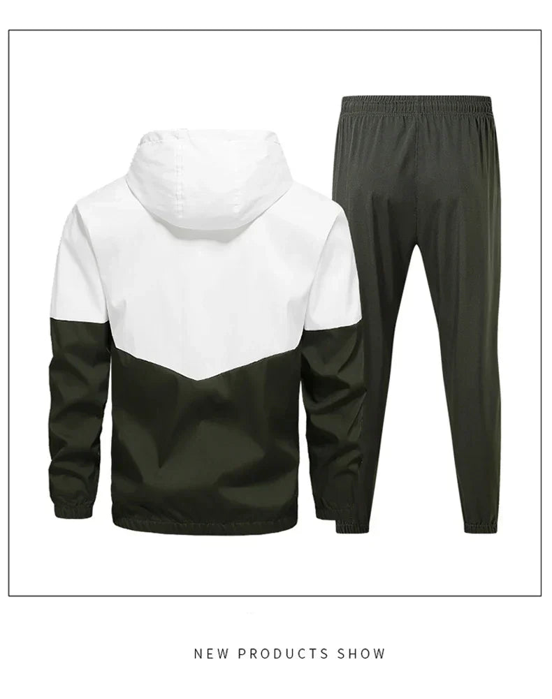 CHRLCK Men's Running Sportswear Suits Breathable Clothes Sports Joggers Training Gym Fitness Tracksuit Sets Men