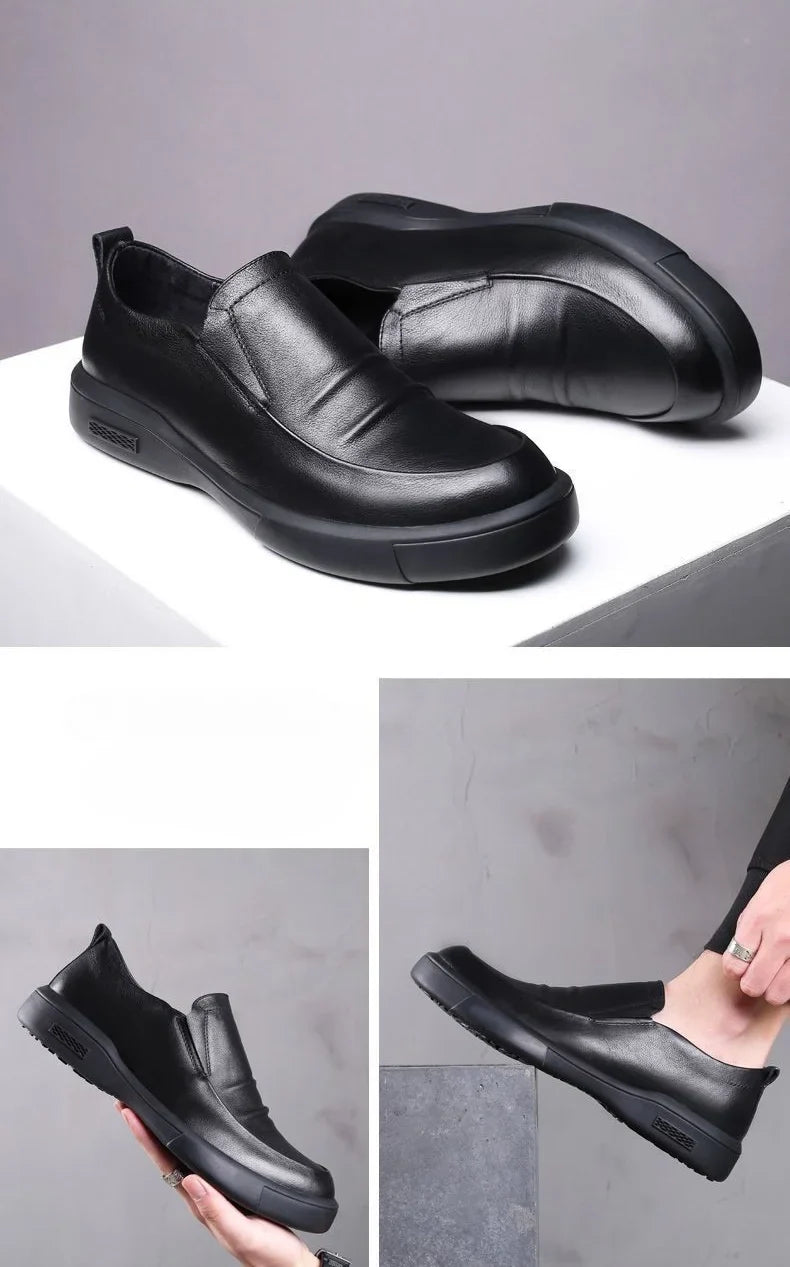 Social Shoe Male Spring Autumn Men's Formal Shoes Casual Business Cowhide 2025 Trend Black Official Cheap Clearance Footwear New