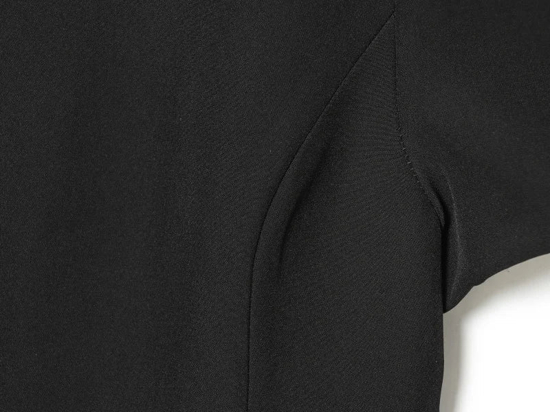 2025 women's new products are elegant and stylish Short dress with a boat neck and short sleeves with pleats  black dress