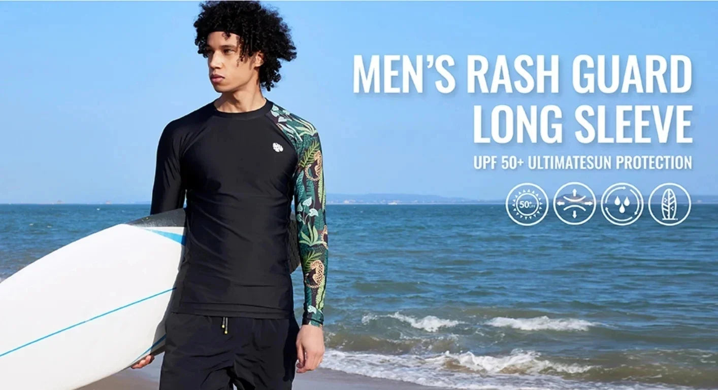 UV Protection Long Sleeve Swim Rashguard For Men Swimsuit Quick Dry Surf Driving Mens Sublimation T Shirt Gym Tops