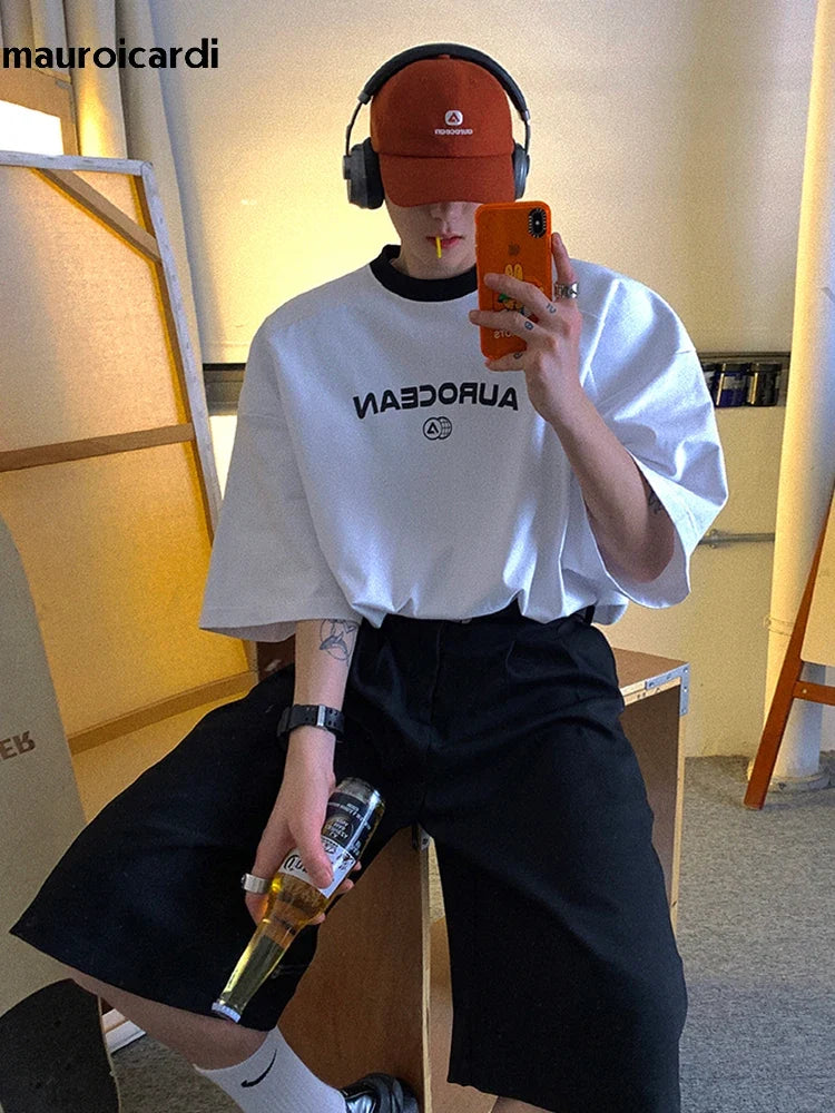 Spring Summer Loose Casual Soft Black Pleated Shorts for Men Mens with High Waist Short Straight Pants Clothes 2024