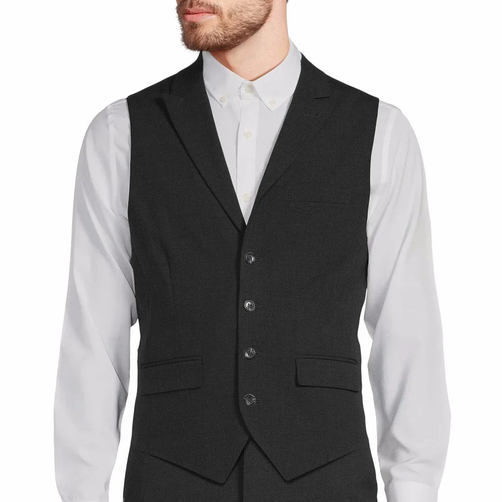 Men Vest White Single Button With Lapel Solid Waistcoat For Wedding Banquet Party Office Business Work Daily Men Suit Vest
