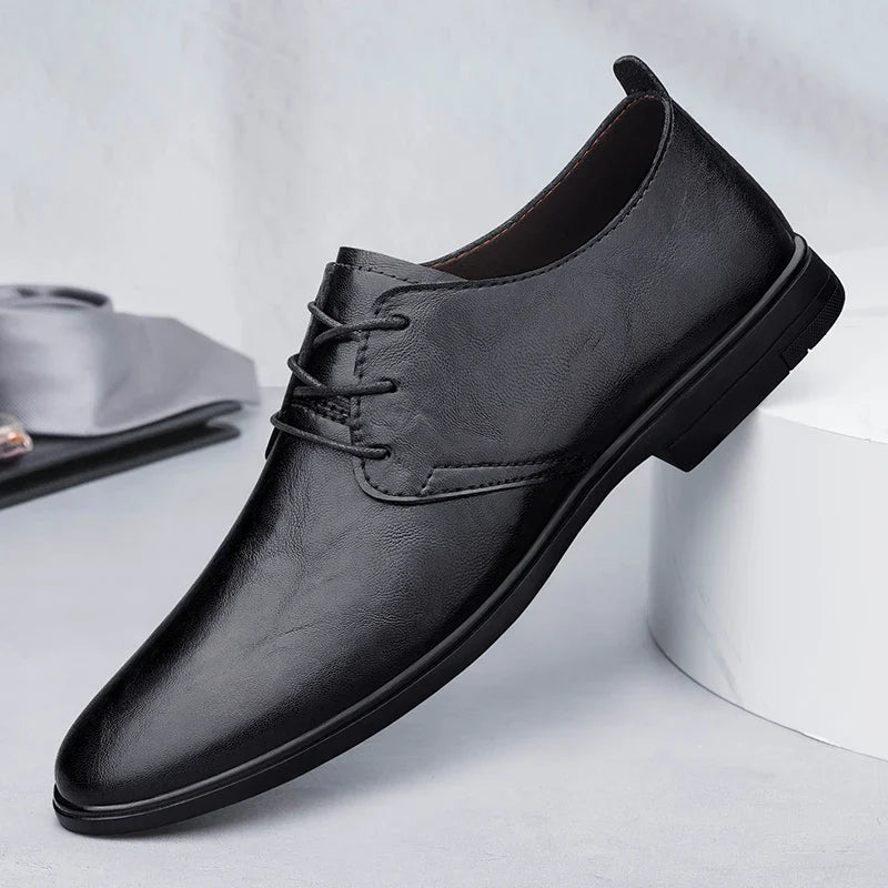 High Quality Handmade Casual Leather Business Shoes Mens Formal Oxford Office Shoes Fashion Lace-up Casual Flat Designer Shoes