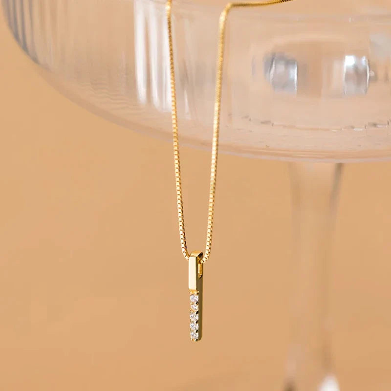 Twinkling Zircon Geometric Rectangle 925 Sterling Silver Pendant for Women Adjustable Necklace Korea Style Fine Jewelry