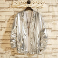 Mens Windbreaker Jackets Nightclub Stage Party Jackets Costume Streetwear Harajuku Hip Hop Reflective Jacket Gold Fashion Coats