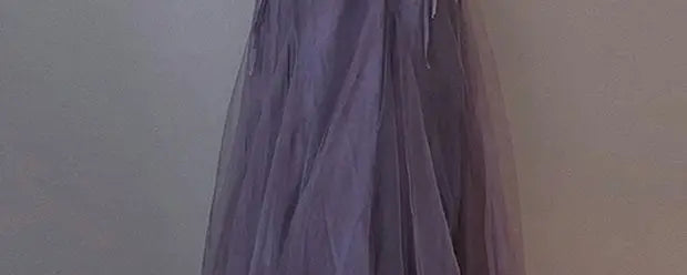 Slimming Effect Purple Mesh Ankle-Length Dress Women's plus Size Strapless Gown Korean Style High Waist A-Line Skirt