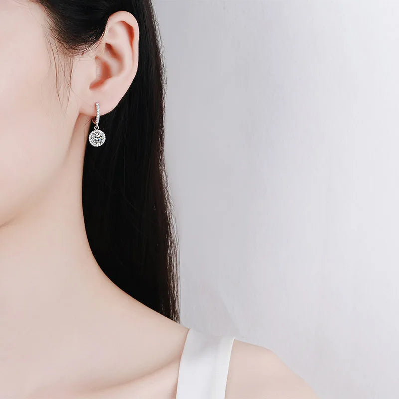 6.5mm 2cttw D Color Moissanite Earring 100% S925 Sterling Sliver Earrings for Women Wedding Engagement Fine Jewelry Gift