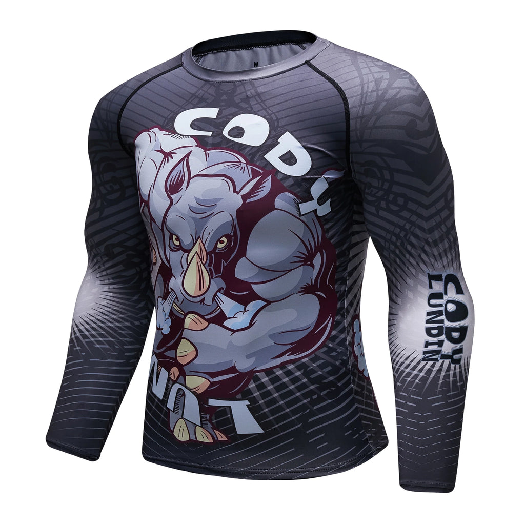 Men's Jiu Jitsu Kimono Rashguard MMA T-shirt Animal Print Compression Shirts Sport Tops Bjj Kickboxing Muay Thai Sport Boxing