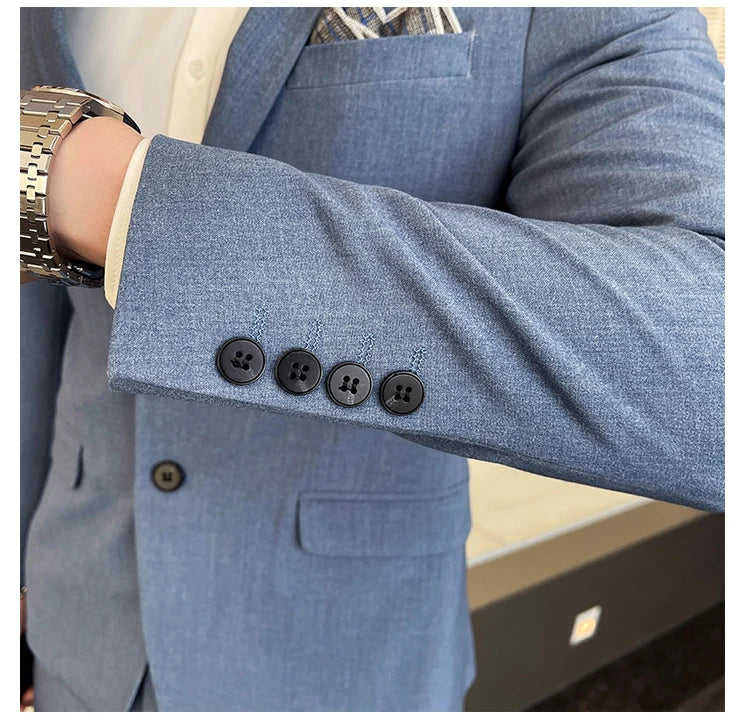 2025 Slim Fit Three-Piece Business Suit Set High-End Korean Style Wedding Groom Party Dress Suit Vest Trousers M-4XL