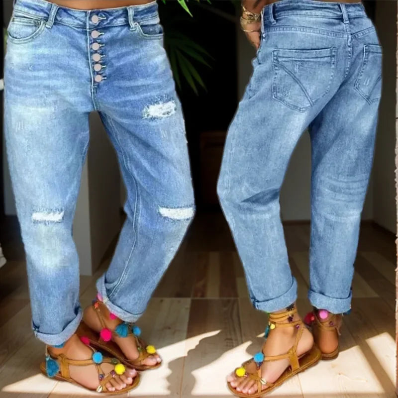 High Waist Mom Jeans Flare Pant