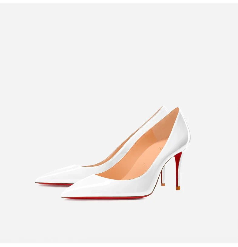 Women heels Naked color Women's elegant high heel Luxury Black shoes woman 2025 Red Shiny Bottoms Pointed Toe party Ladies Women