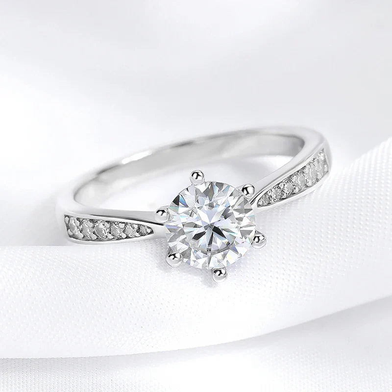 Real 0.3-3CT Moissanite Wedding Ring for Women Sterling Silver Round Brilliant Diamond Solitaire Engagement Rings Gift