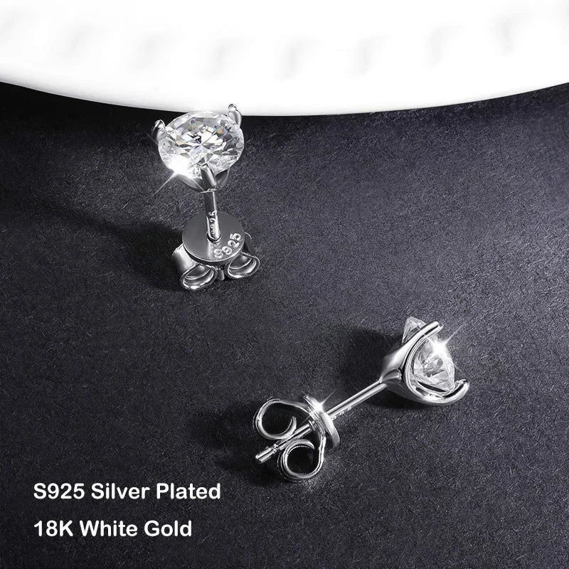 2 in 1 Full 5mm D Color Moissanite Stud Earrings for Women S925 Silver 2cttw All Diamond Earring Pierced Ear Fine Jewelry