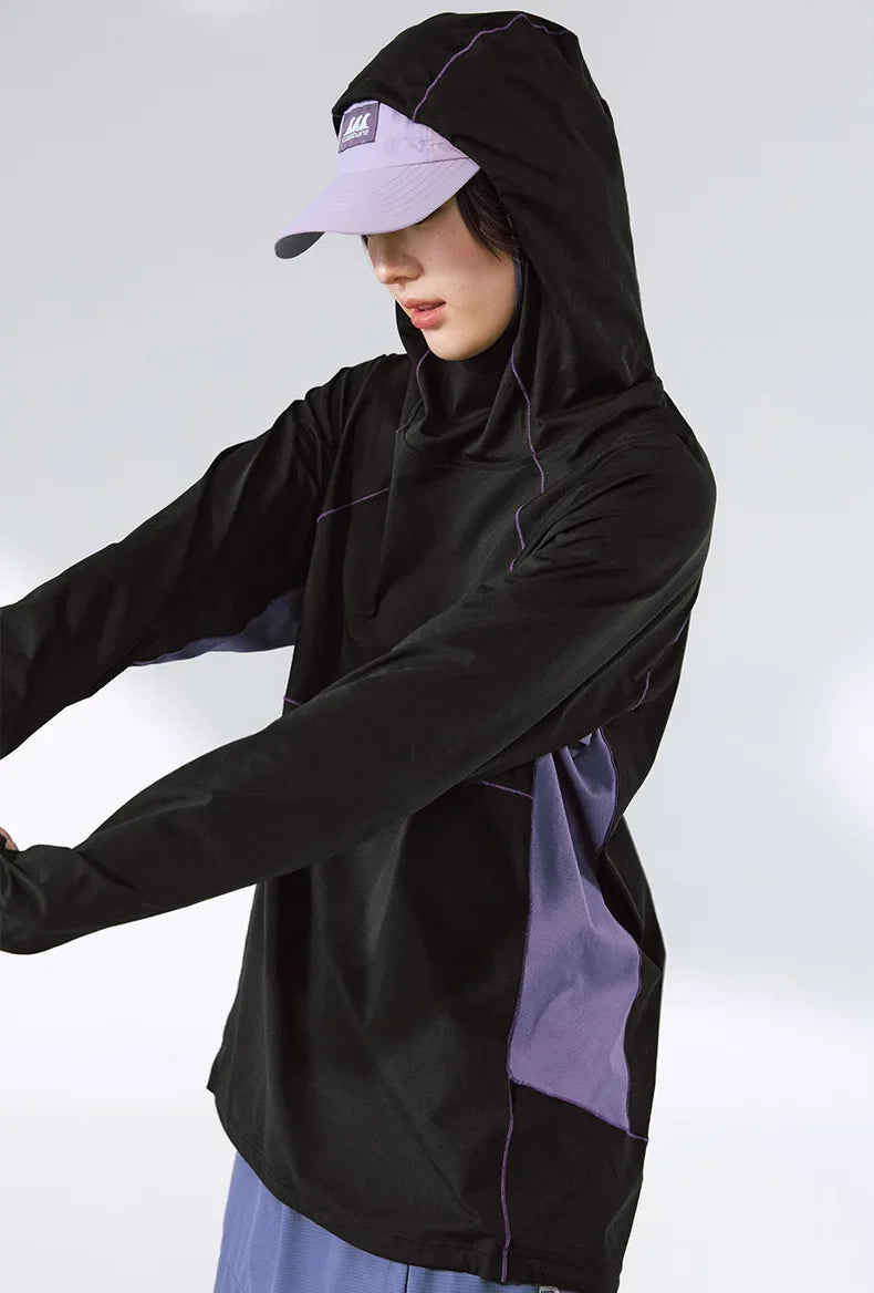 Unisex  Breathable T-Shirt, Moisture Wicking Quick-Dry Hooded, Outdoor Sports Tech Wear Hooded Long-sleeve Tracksuit