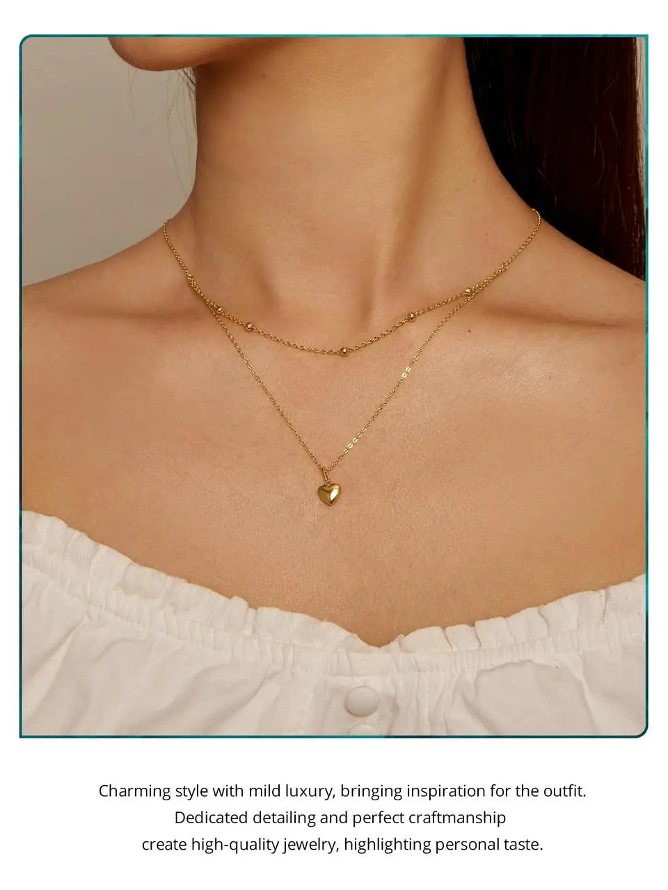 925 Sterling Silver Romantic Heart Pendant Necklace for Women Gold Double Layer Choker Female Fine Jewelry Anniversary