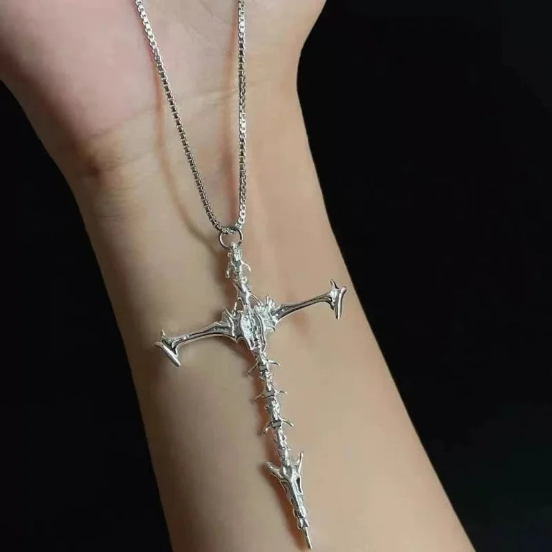 2025 Gothic Punk Cross Pendant Necklace For Women Men Vintage Unisex Silver Hip-Hop Chain Fashion Accessories