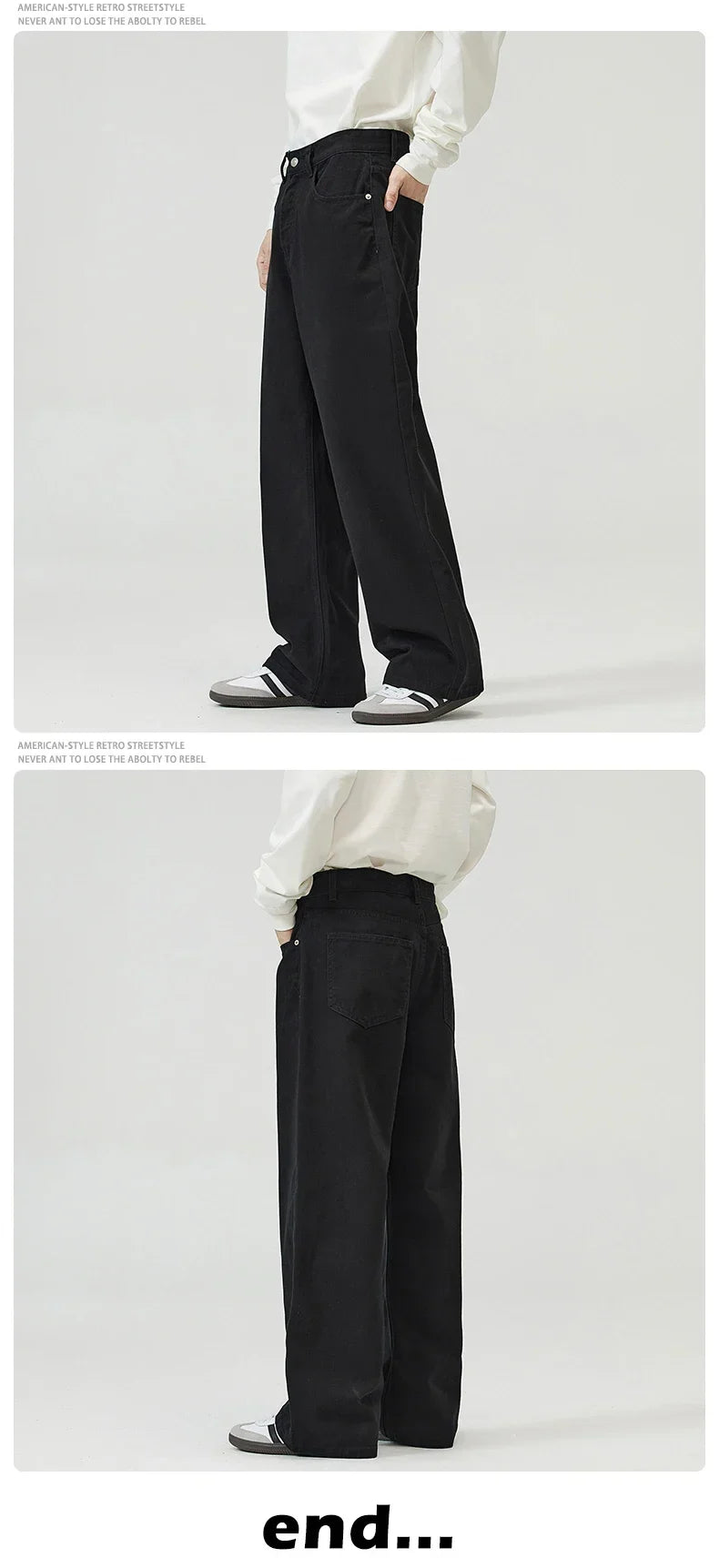 100％ Cotton Men's Baggy Straight Jeans Comfortable Soft Casual Pants Fashion Korean White Brown Denim Trousers Male Clothing