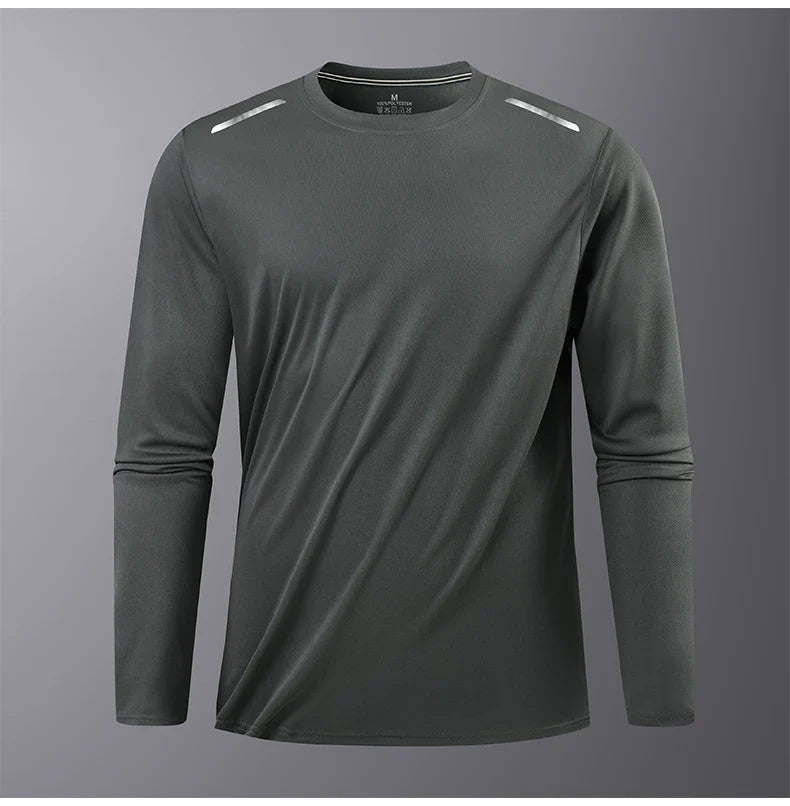 CHRLCK Men's Hiking Quick Drying T-shirts Breathable Camping Running Fishing Soft Elasticity Long Sleeve Tees Summer Autumn