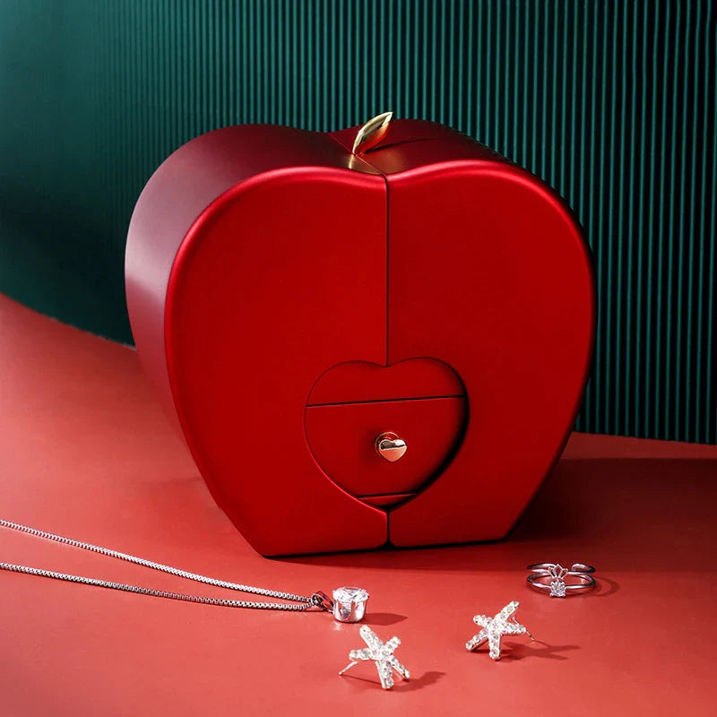 Luxury Red Zircon Pendant Necklace With Apple Gift Box Fashion Jewelry For Women Girlfriend 2023 New Romantic Christmas Gifts
