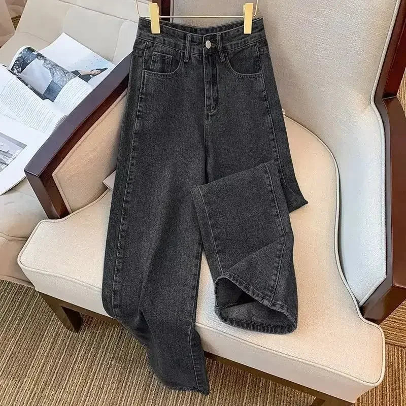 High Waist Straight Leg Jeans Long Trousers for Women