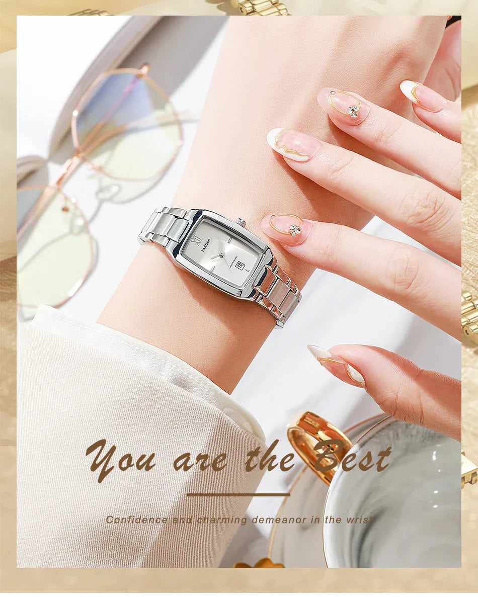 Elegant Women's Watch Fashion Stainless Steel Waterproof Ladies Quartz Wristwatch Luxury Bracelet Watches Date Reloj mujer