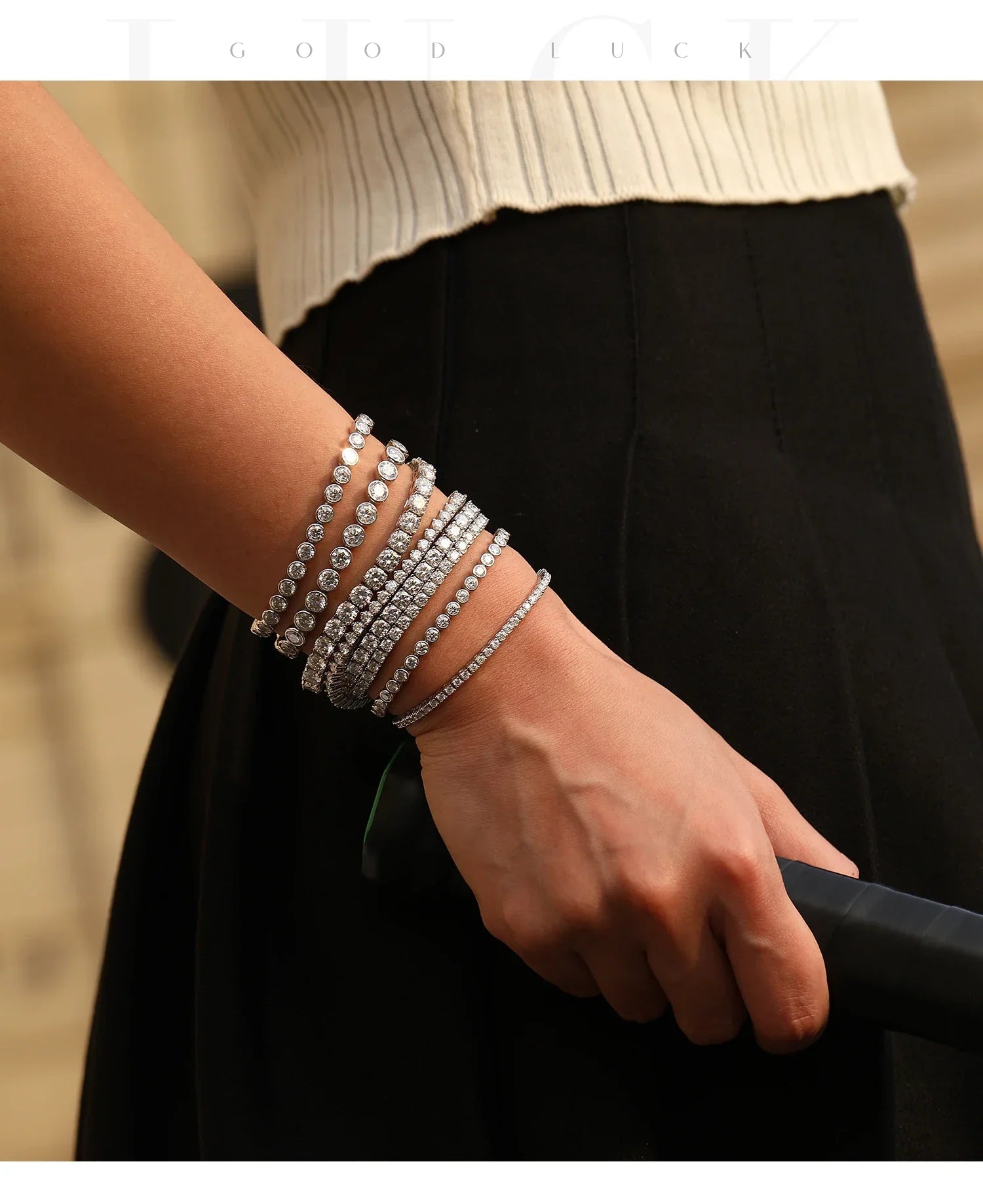 D VVS1 Moissanite Tennis Bracelet 925 Sterling Silver Single Row Classic with Box Bracelets for Women Man Fine Jewelry