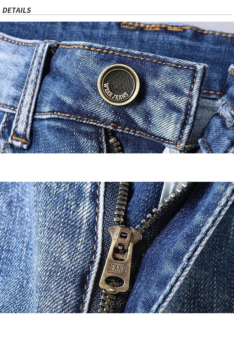 2025 Summer Brand Stretch Thin Bermuda Masculina Cotton Denim Jeans Jorts Men Knee Length Soft Ropa Hombre Shorts