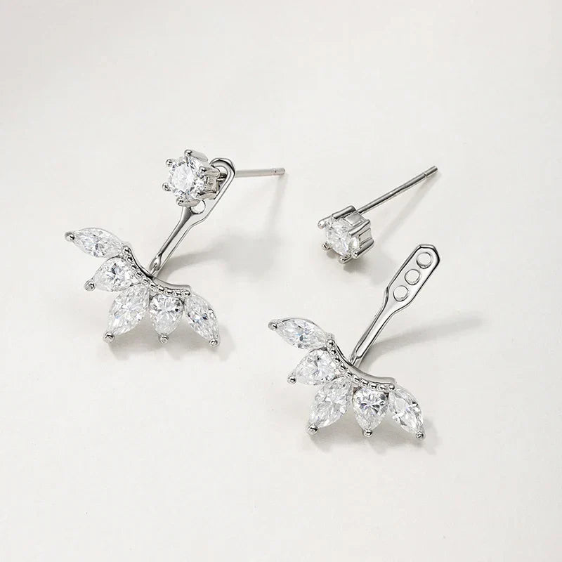 Trendy Full Moissanite Stud Earrings for Women Elegant Wedding Engagement Lab Diamond Ear Pure 925 Silver Jewelry Gifts