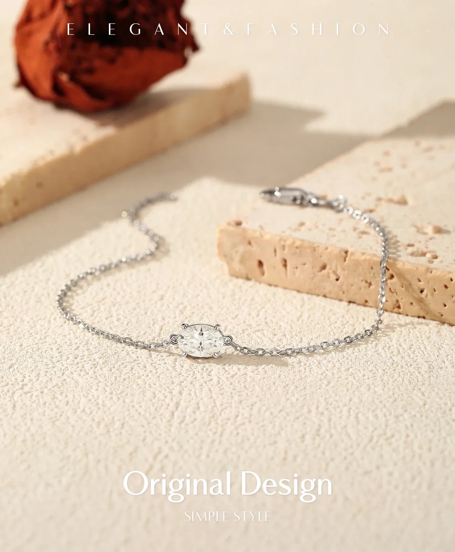 1CT Oval Moissanite Bracelet 925 Sterling Silver Trendy Temperament Link Chain Bracelet For Women Fine Jewelry