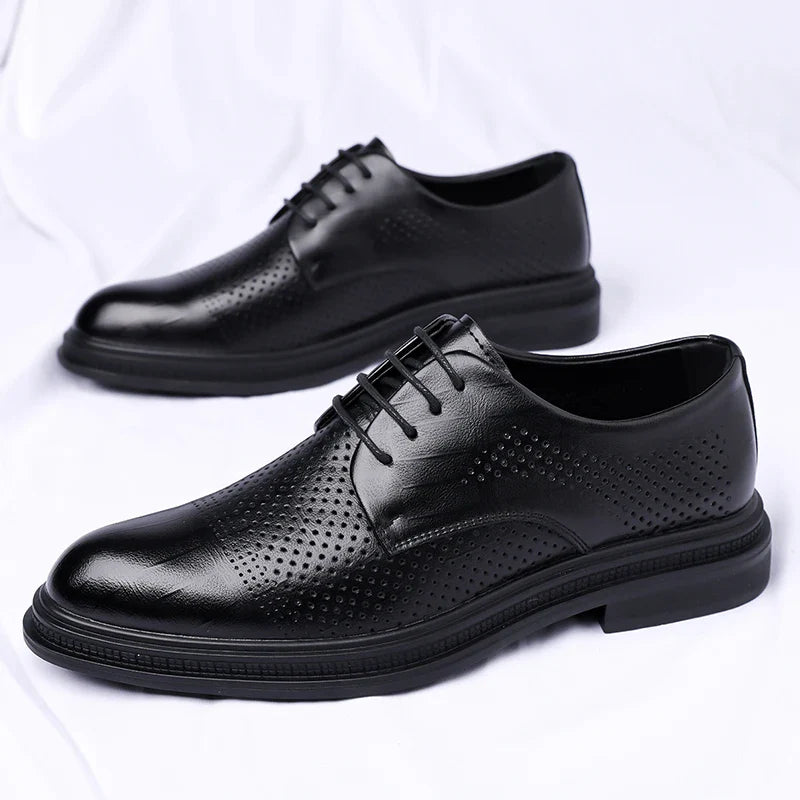 Men's Formal Leather Shoes Lace Up Breathable Non-slip Rubber Sole Lightweight Comfortable Dress Shoes Office & Special Occasion