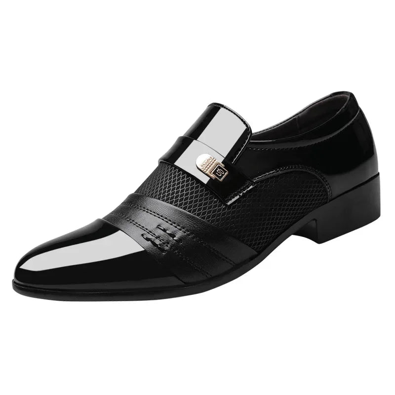 Men leather casual shoes business formal loafers large size versatile wedding footwear