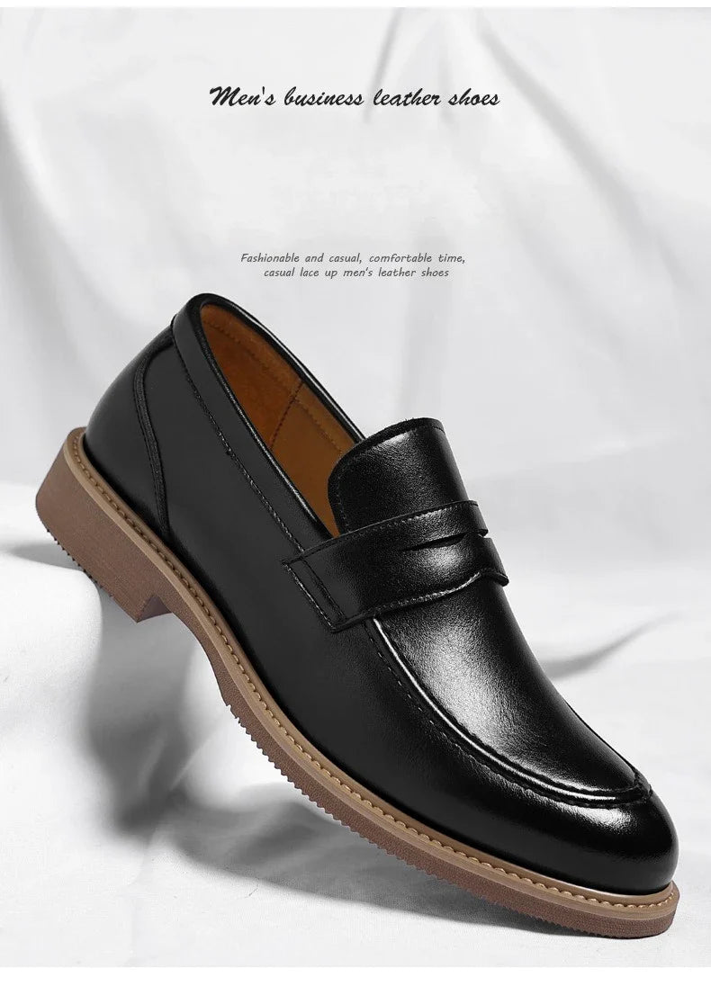 British Style Business Casual Shoes for Man Spring Autumn New Designer Leather Shoes Male Solid Color Men's Dress Elegant Shoe