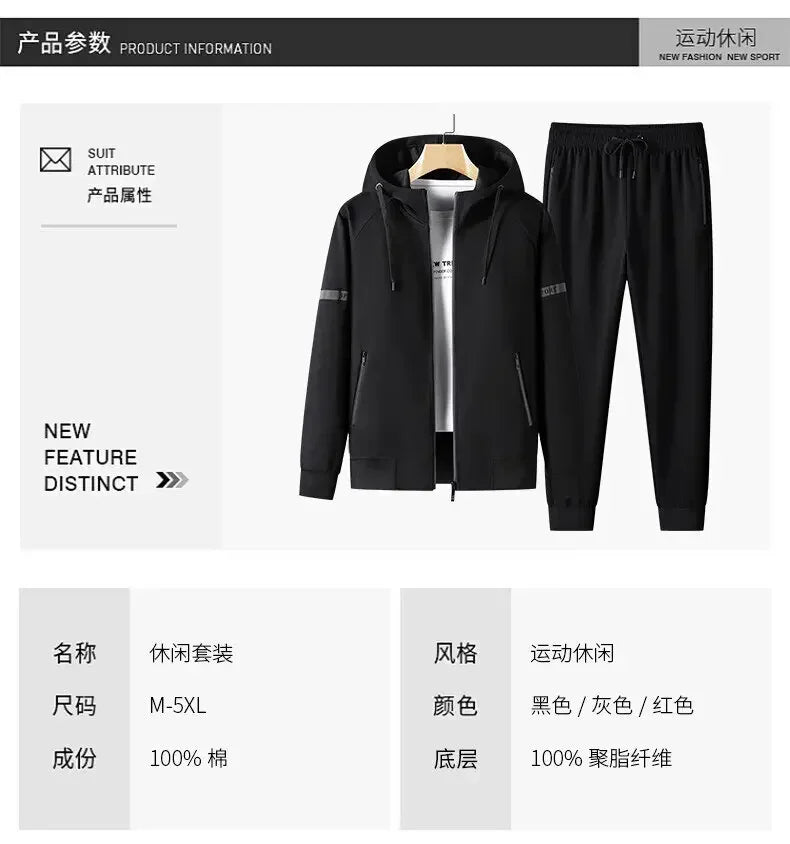 Thicker Fleece Jacket+Pants 2 Pieces Men Winter Tracksuit Sets Black Red Gray Sets Hoodies Casual Hooded Warm Sweatshirts+Pants