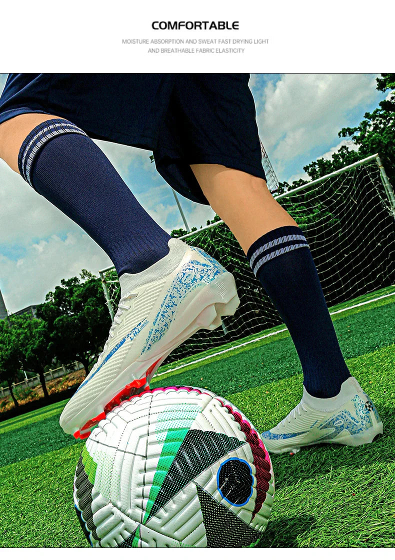 High Top Men Soccer Cleats Professional Football Shoes AG/TF Studs Anti Slip Training Sneaker Comfortable Breathable Adult Match