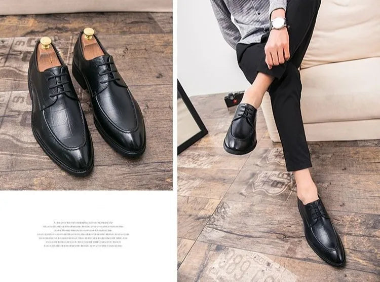 Men's British Style Leather Shoes Korean Version Pointed Toe Business Formal Trendy Versatile