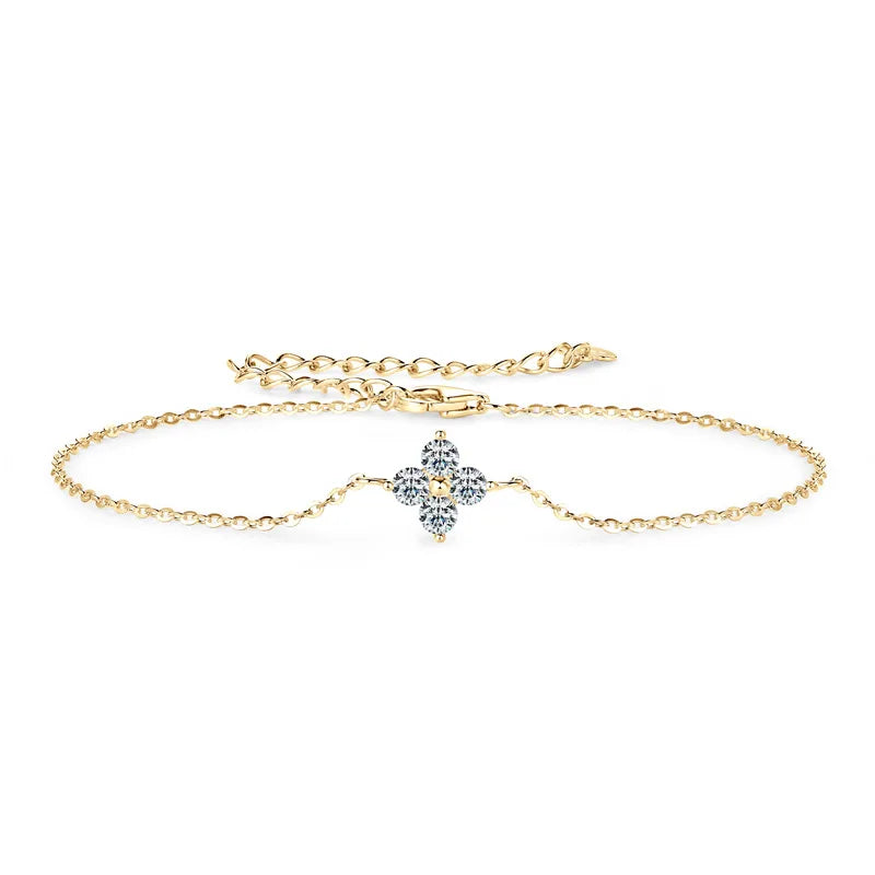 Clover GRA Certified 2cttw D Color Moissanite Bracelet for Women Girl 925 Silver Pass Diamond Test Hand Link Bracelets Gift