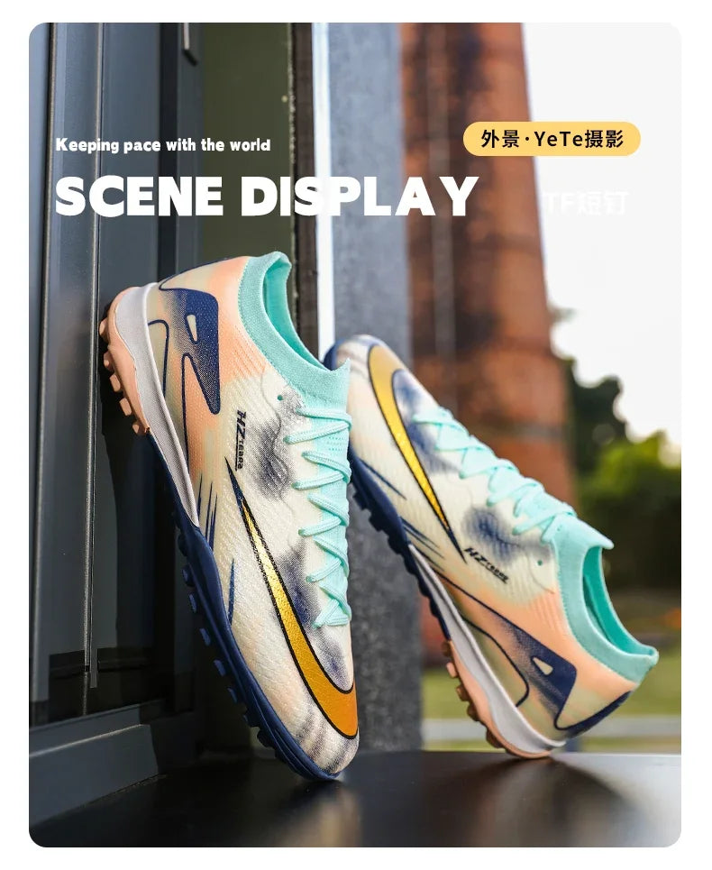 New Men Football Boots Ultralight Soccer Shoes Cleats Long Spikes Match Breathable Indoor Sneakers Training Drop Shipping