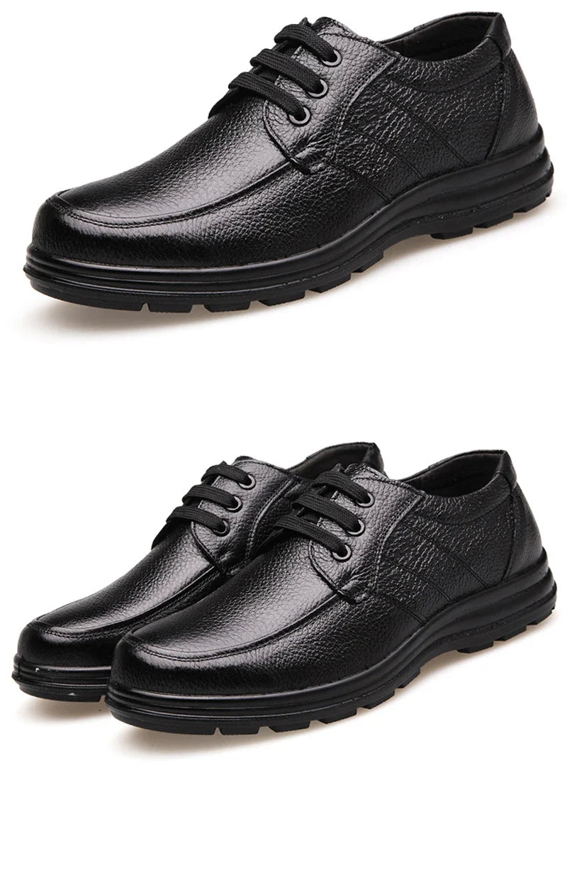 Genuine Leather Shoes Flat Mens Casual Shoes Cowhide Business Brand Male Footwear Soft Comfortable Black