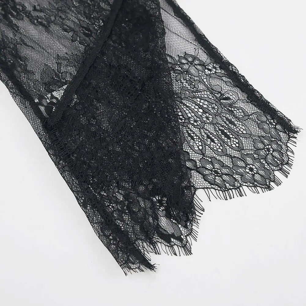 Evening Party Dress Lace Dress High Street Style Black Black Lace Dress Brand New Condition Fashion All-match Dress