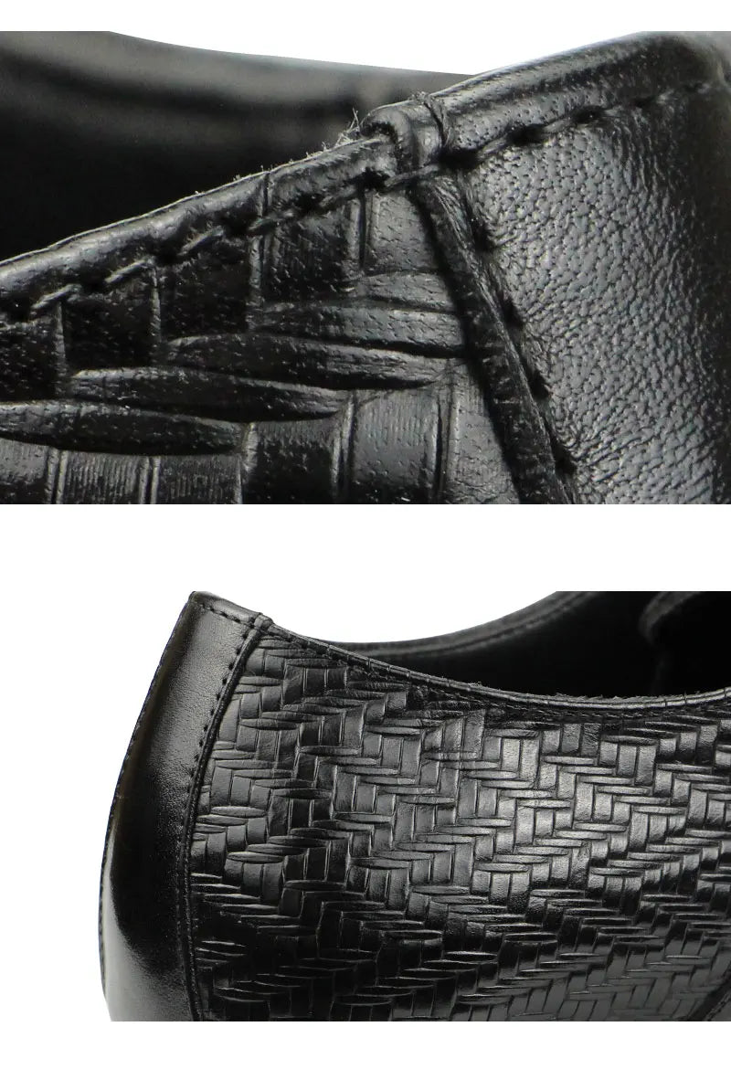 High Grade Black Leather Shoe Formal Office Oxfords Elegant Wedding Position Braid Leather Business Lace Up Men Shoes  Handmade