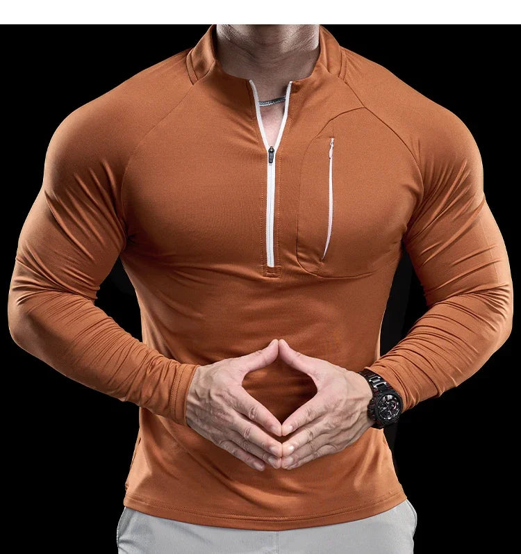 Gym Fitness Quick Dry Shirt Men Running Sport Long Sleeves T-shirt Trackwear Tee Tops Autumn Male Bodybuilding Training Clothing
